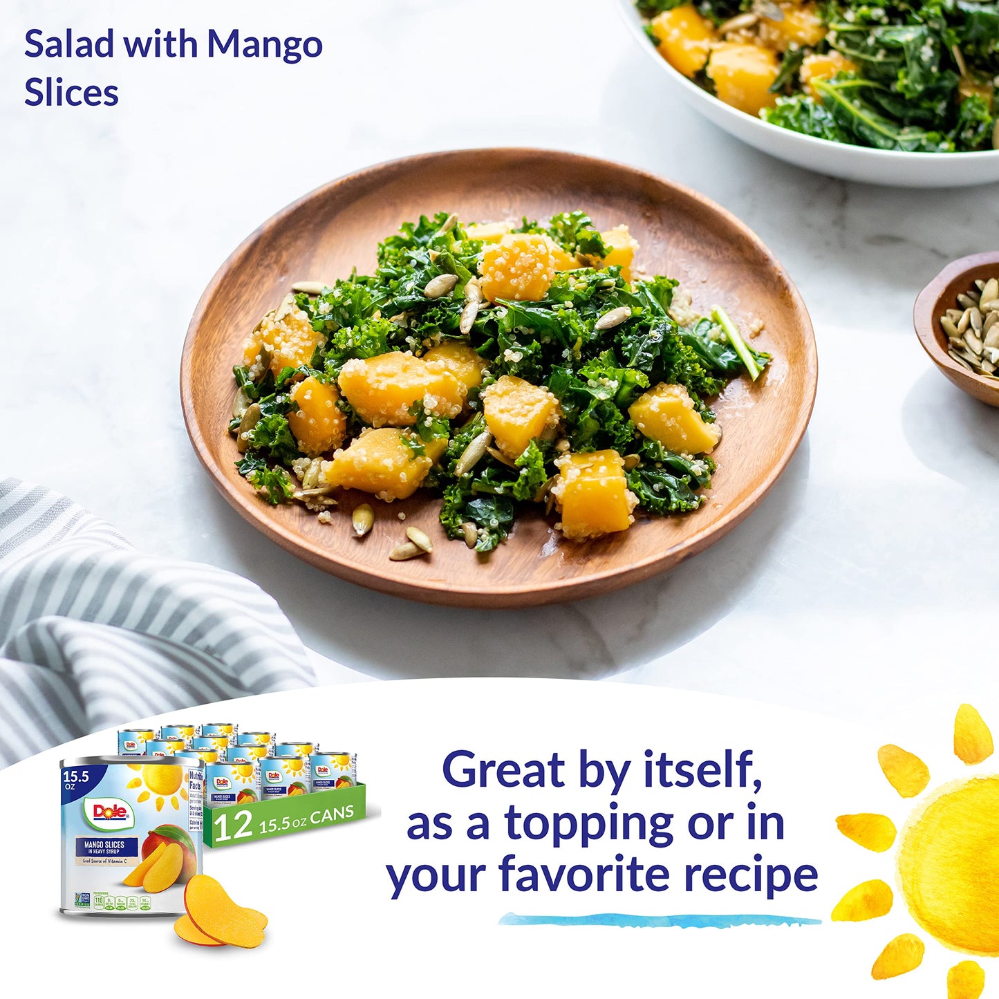 Dole Canned Fruit, Mango Slices in Heavy Syrup, Gluten Free, Pantry Staples, 15.5 Oz, 12 Count, Packaging May Vary