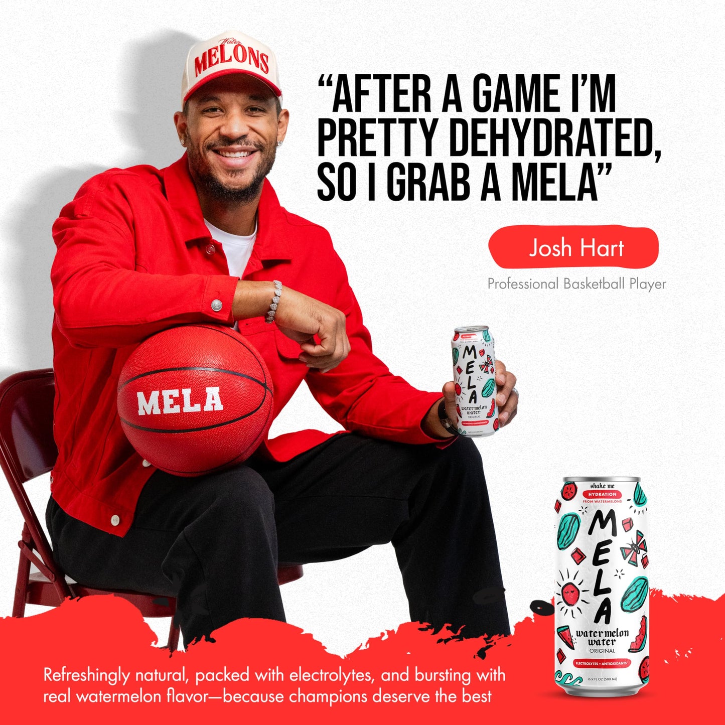 Mela Water - Hydrating Watermelon Juice Drink with Vitamin C, Electrolytes, Antioxidants, 16.9 fl oz, Pack of 12, Natural