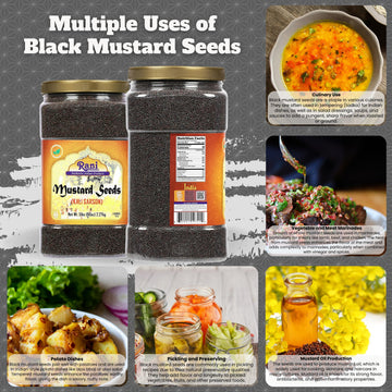 Rani Black Mustard Seeds Whole Spice (Kali Rai) 80Oz (5Lbs) 2.27Kg Bulk Pet Jar ~ All Natural | Gluten Friendly | Non-Gmo | Kosh