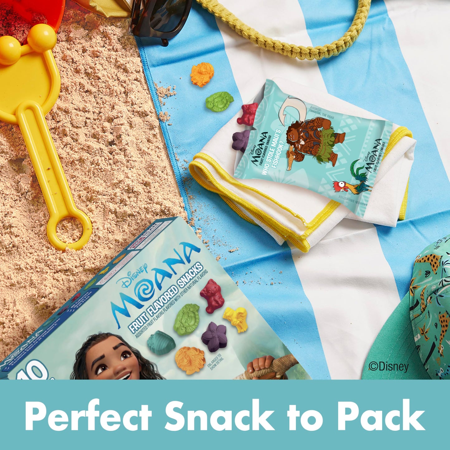 Betty Crocker Disney Moana Fruit Flavored Kids Snacks, Fat Free And Gluten Free Snack, 8 Oz (10 Pouches)