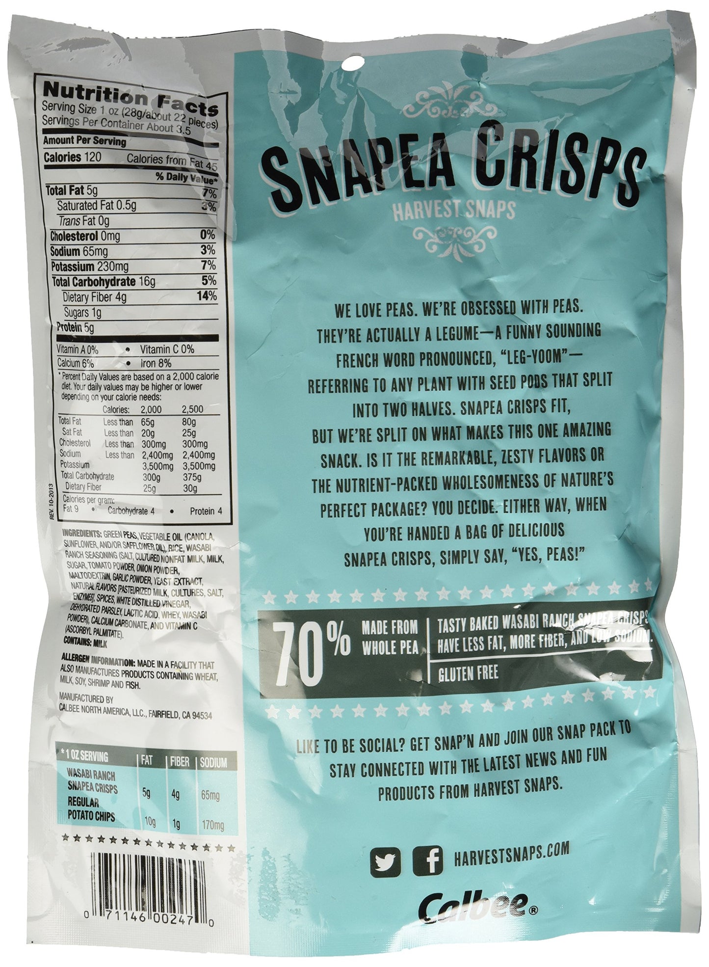 Calbee Snapea Crisps - Wasabi Ranch, 3.3 Ounce (Pack of 4)