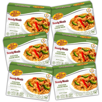 Kosher Chicken Chow Mein, Mre Meat Meals Ready To Eat, Gluten Free (6 Pack) Prepared Entree Fully Cooked, Shelf Stable Microwave