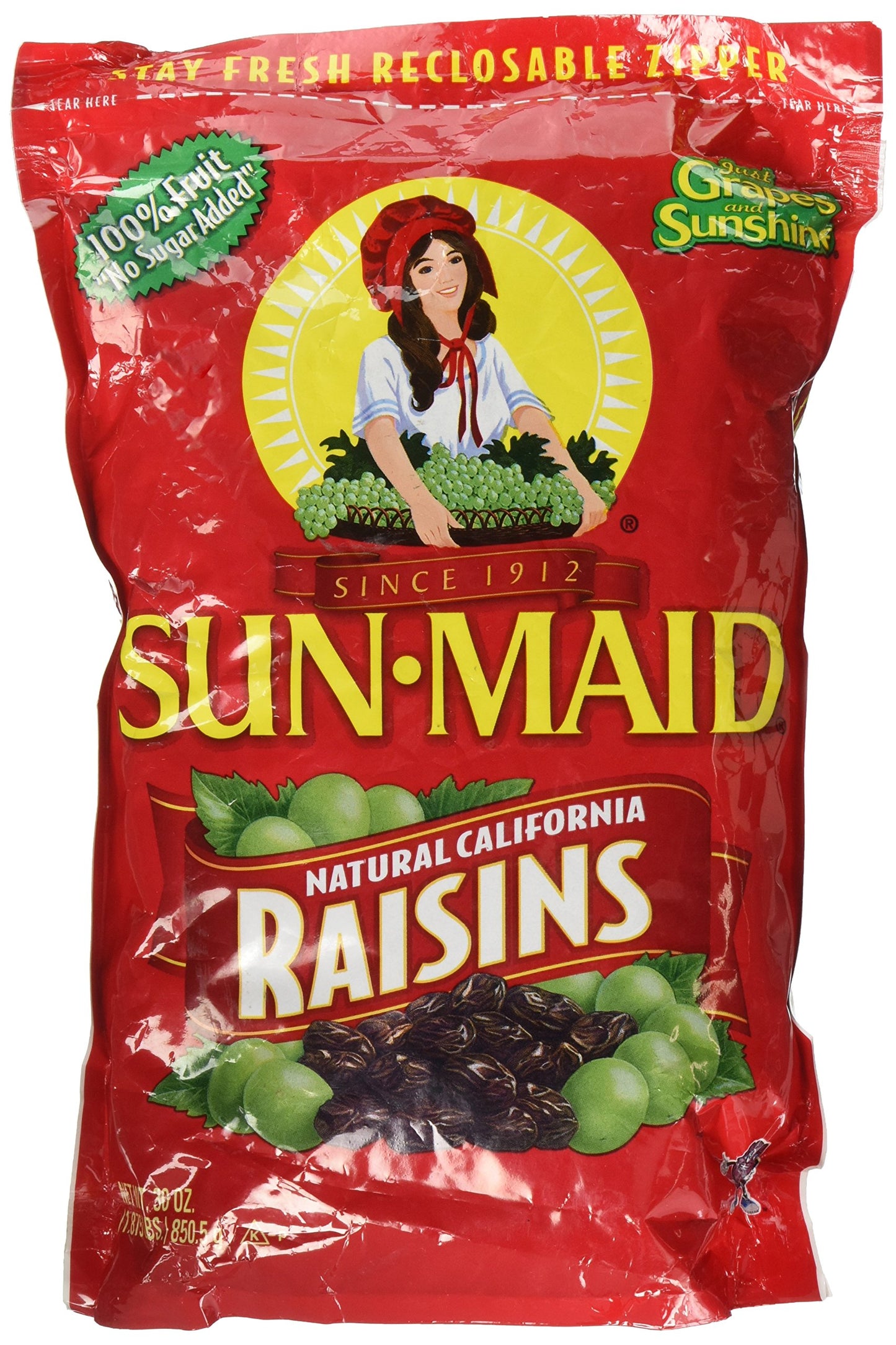 Sun Maid Natural California Raisins 30-Ounce (1.875 LBS.) 850.5 g (Pack of 2)