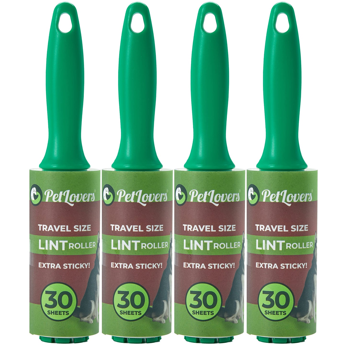 Petlovers Mini Lint Rollers Extra Sticky (4 Pack) - Travel Size Lint Rollers For Pet Hair