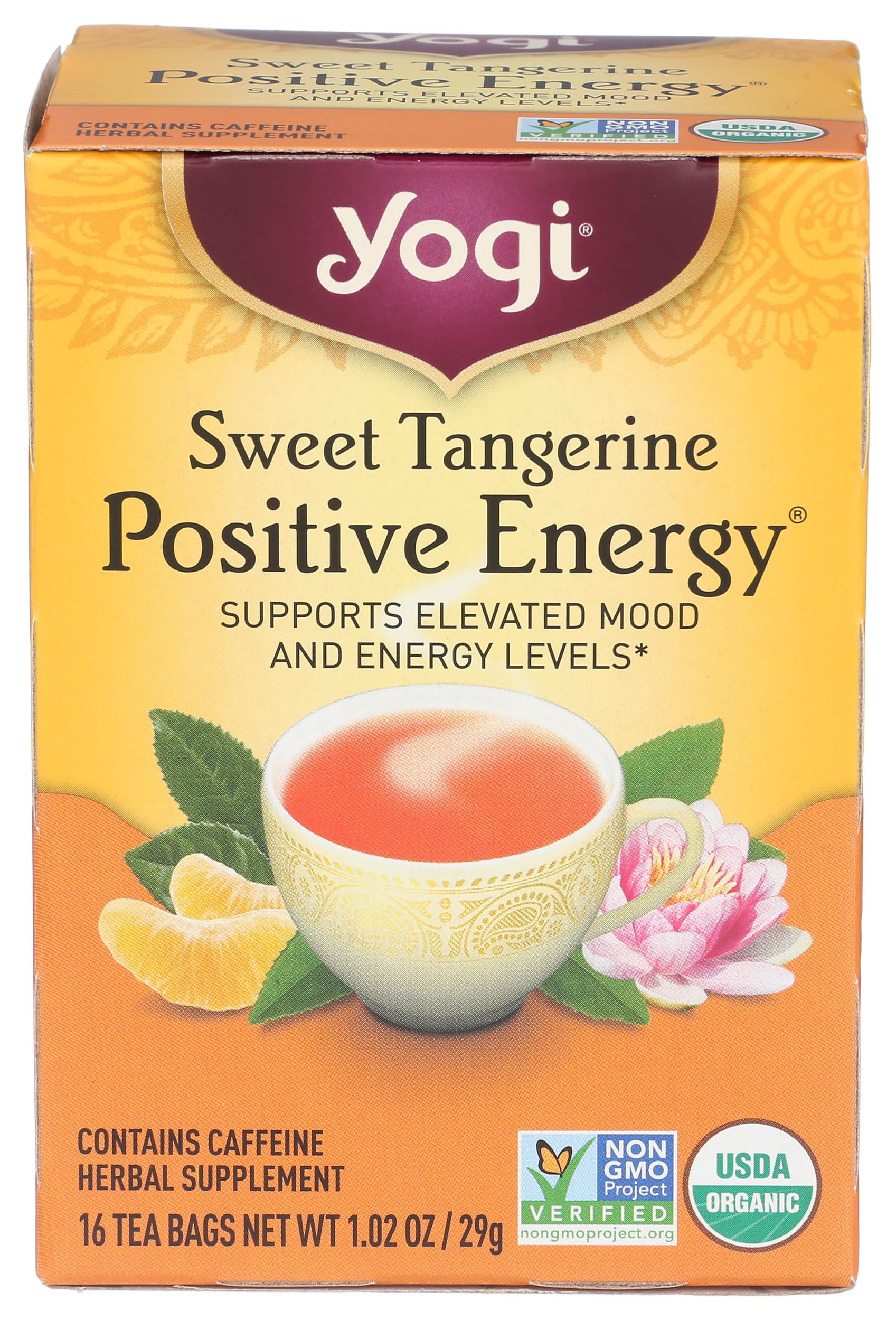 Yogi Sweet Tangerine Positive Energy, 16 Tea Bags, Packaging May Vary (Pack Of 1)