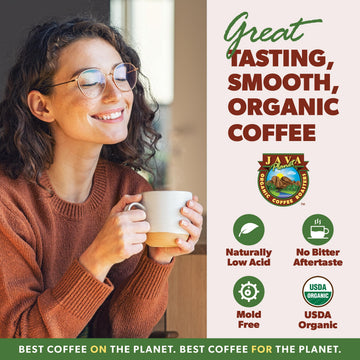Java Planet Organic, Good Morning Blend Medium Roast, Smooth Full Flavored Organic Coffee Beans, Low Acid, Whole Bean Coffee 5Lb