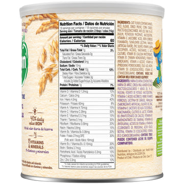 Gerber Nestle Nestum Infant Cereal, Oat, Rice & Prune, 9.5 Ounce Canister, Ideal for Infants 6 Months and Older