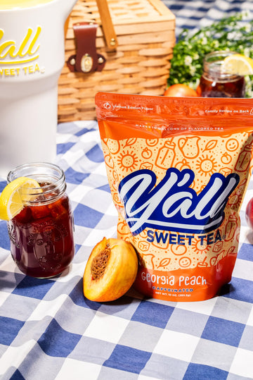 Yall Sweet Tea Peach Flavored Iced Tea Bags - 1 Gallon Size, 10 Bags Per Pack, Caffeinated, Quick Brew Southern Sweet Tea