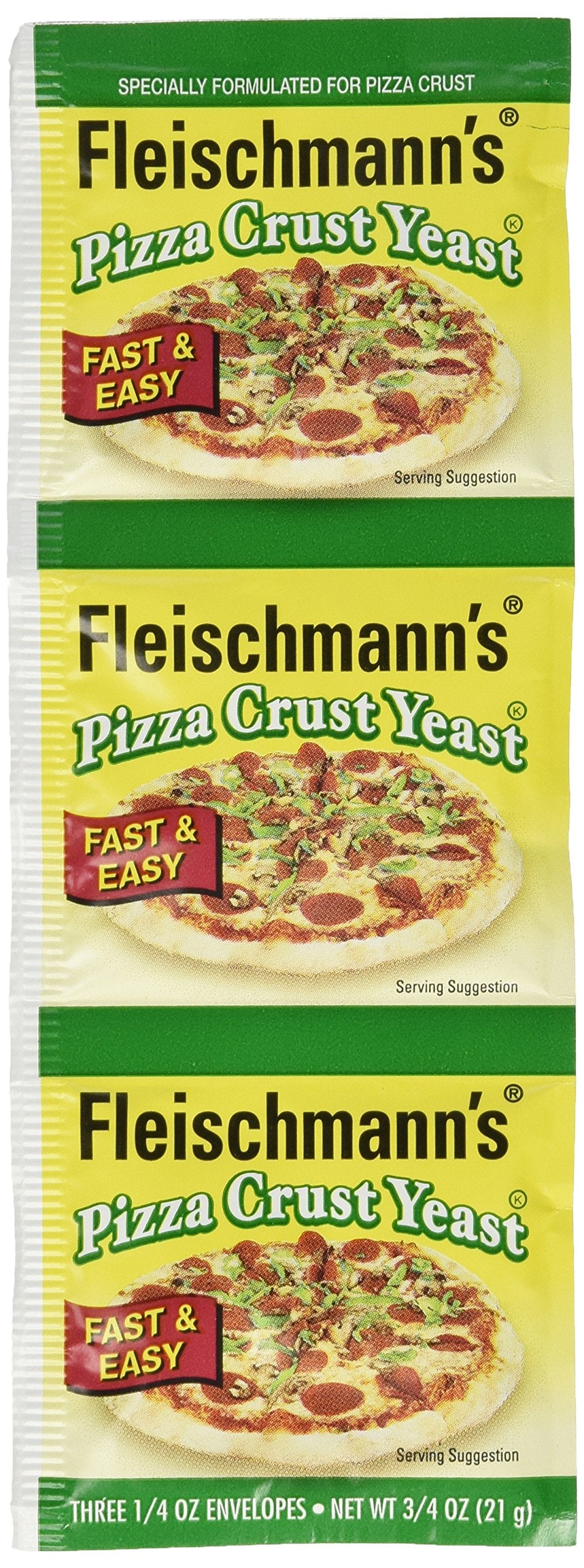 Fleischmanns Pizza Crust Yeast, Specially Formulated For Pizza Crust, 0.75 oz (Pack of 4)