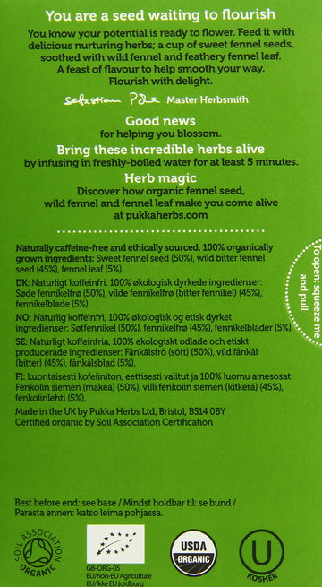 Pukka Three Fennel, Organic Herbal Tea (6 Pack, 120 Tea Bags)