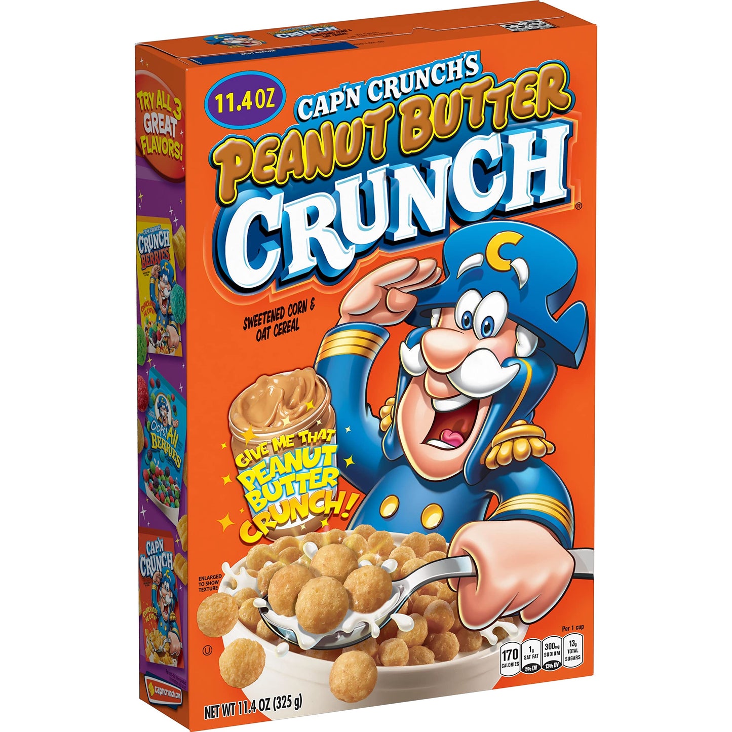 CapN Crunch Breakfast Cereal, Peanut Butter Crunch, 11.4oz Box