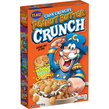 CapN Crunch Breakfast Cereal, Peanut Butter Crunch, 11.4oz Box