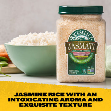Riceselect Jasmati Rice, Long-Grain Jasmine Rice, Premium Gluten Free Rice, Non-Gmo, 32 Ounce Jar