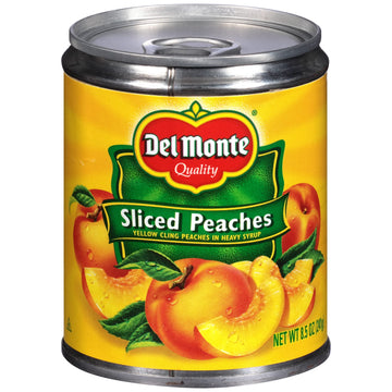 Del Monte Sliced Yellow Cling Peaches in Heavy Syrup, 8.5 oz Can, Pack of 12 - Delicious Canned Fruit for Desserts and Snacks