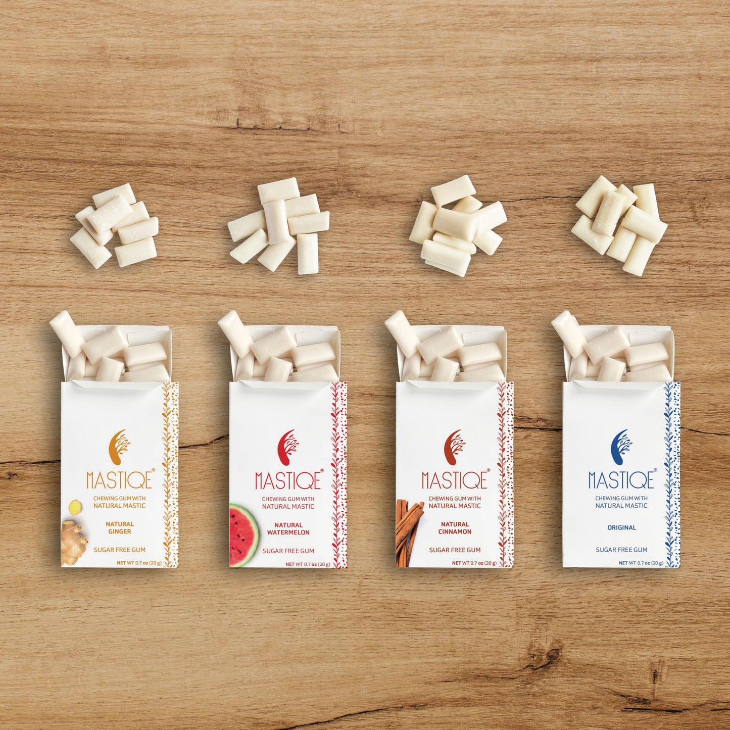 Mastiqe Sugar Free Hard Chewing Gum with Natural Mastic (Variety Pack, 12 Count)