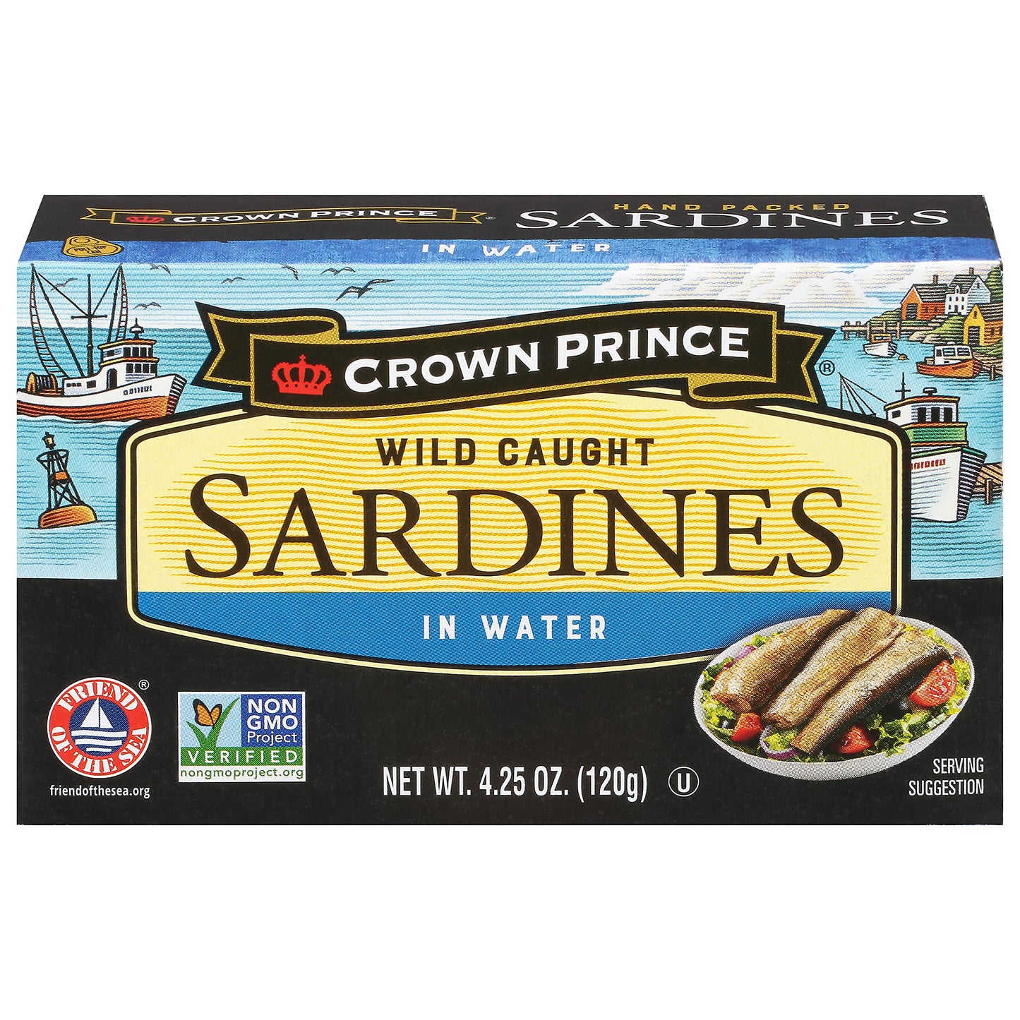 Crown Prince Sardines In Water, 4.25-Ounce Cans (Pack Of 12)