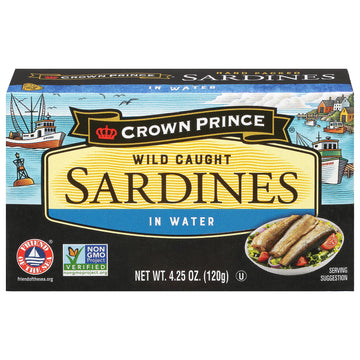 Crown Prince Sardines In Water, 4.25-Ounce Cans (Pack Of 12)