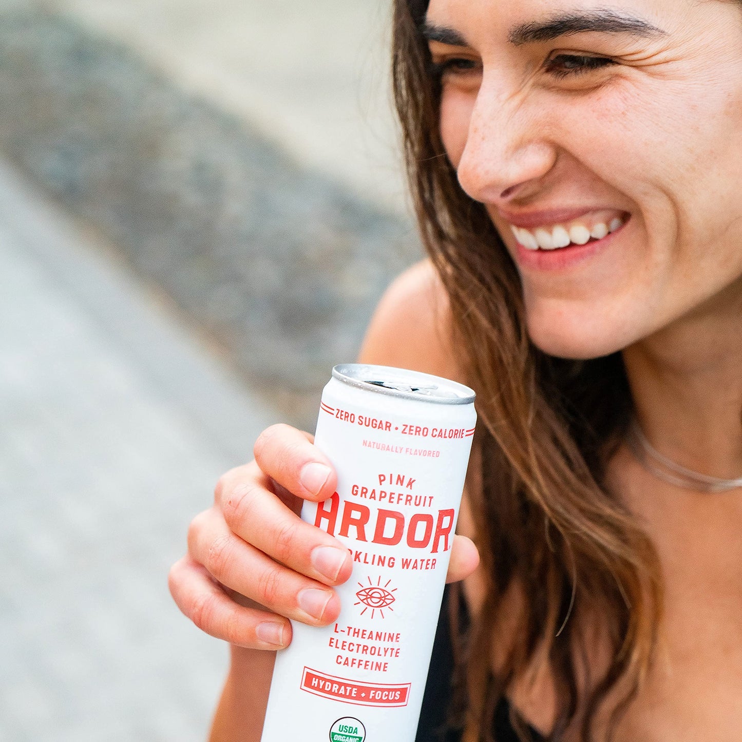 ARDOR Sparkling Water Pink G fruit, 100mg Organic Caffeine, 200mg L-Theanine, 12 Fl Oz, Pack of 12, Vegan, Gluten Free