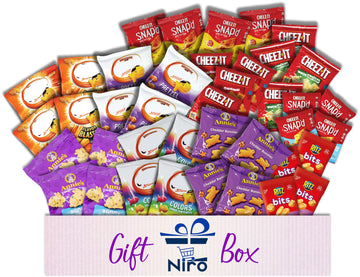 Niro Gift Basket Assortment | 40 Pack Individual Bags Cheese Ers Variety Pack | Snacks For Mature-Themeds And Children | The Perfect Care Package