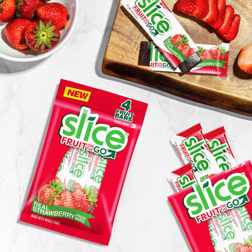 SLICE Strawberry Fruit Bars, Vegan & Gluten-Free, 12 Packs of 4 Bars, 0.35 Ounce Each, Perfect On-The-Go Snack, Natural Flavors