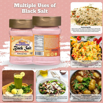 Rani Black Salt Powder (Kala Namak) Mineral 5oz (142g) PET Jar ~ Unrefined, Pure and Natural | Vegan | Gluten Friendly | NON-GMO