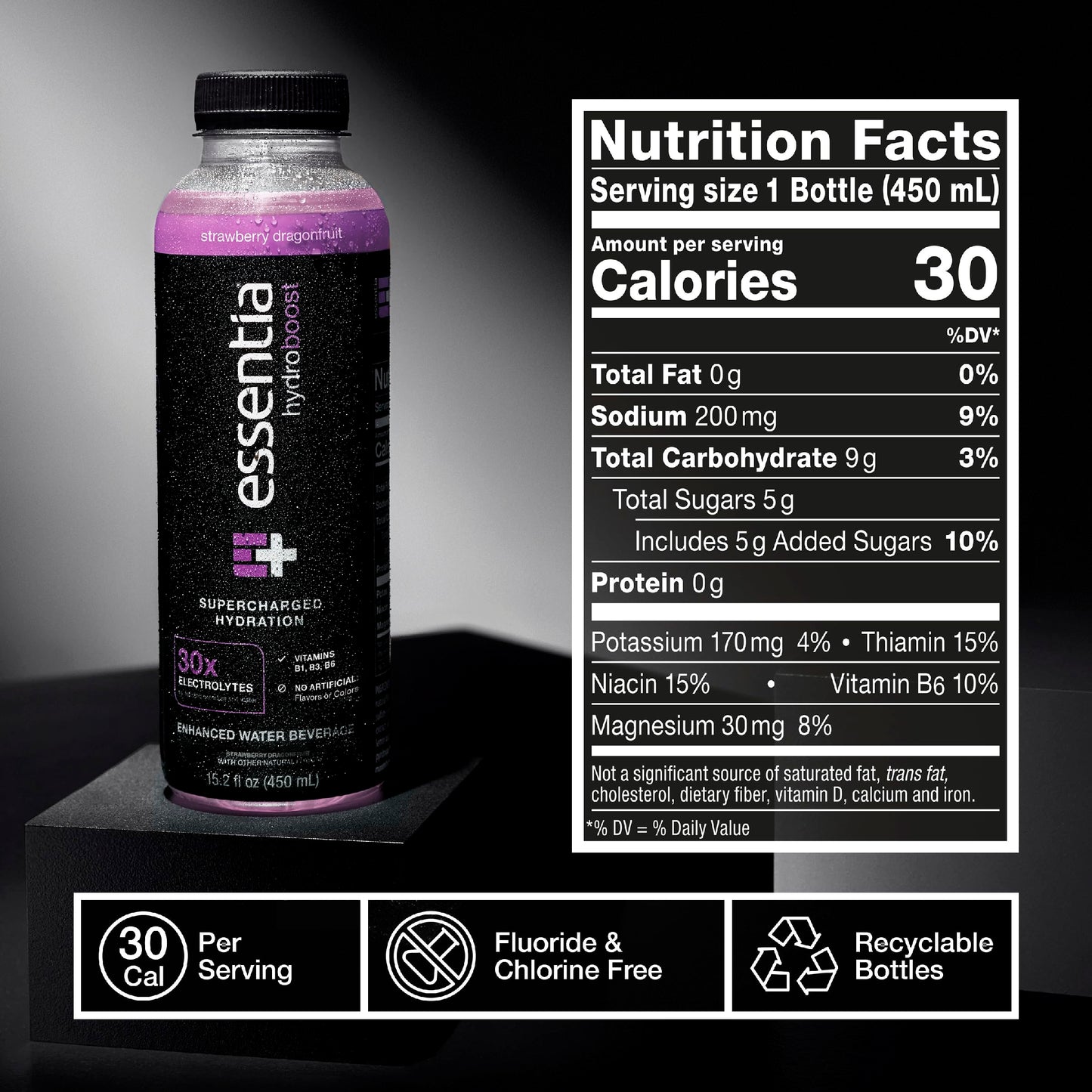 Essentia Hydroboost Enhanced Water Beverage, 12 Pack, New Strawberry Dragonfruit Flavor, With Electrolytes, No Artificial Flavor