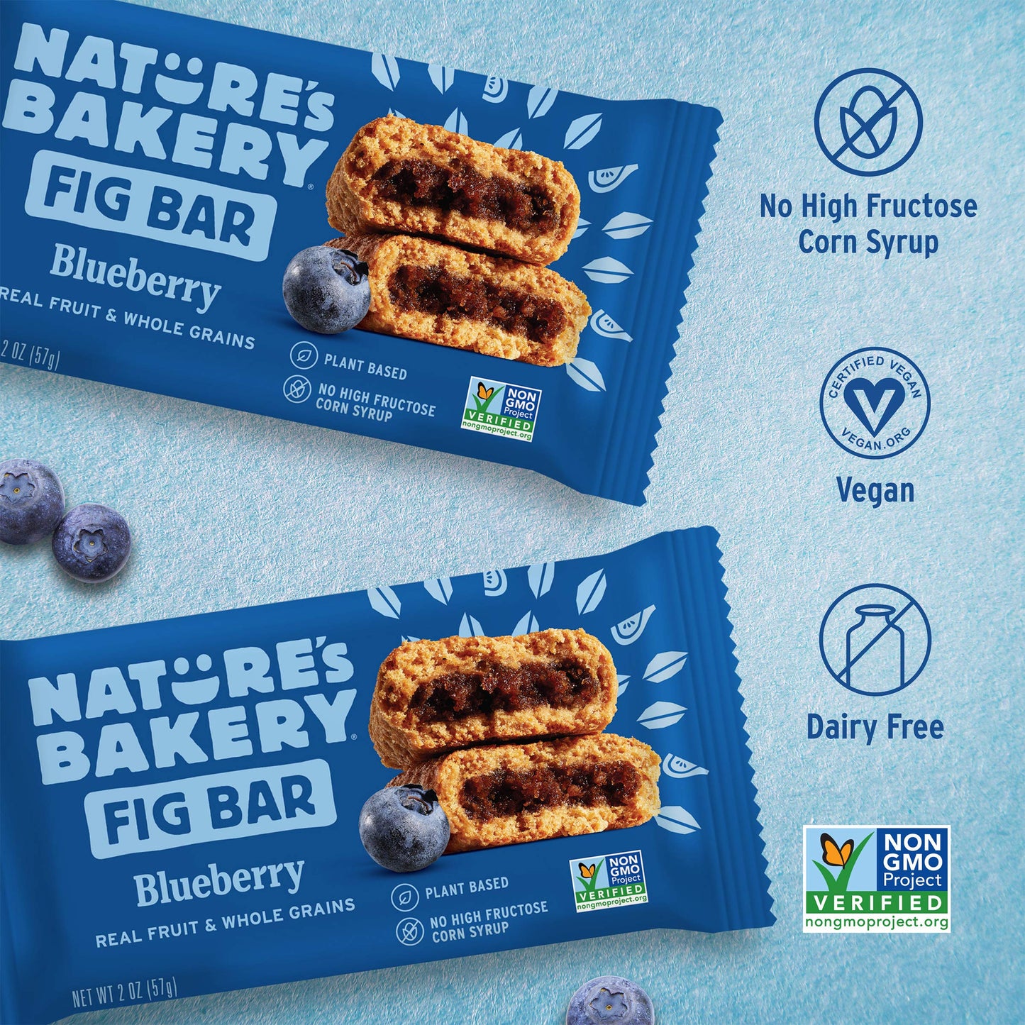 Natures Bakery Whole Wheat Fig Bars, Blueberry, Real Fruit, Vegan, Non-Gmo, Snack Bar, 6 Count (Pack Of 6)