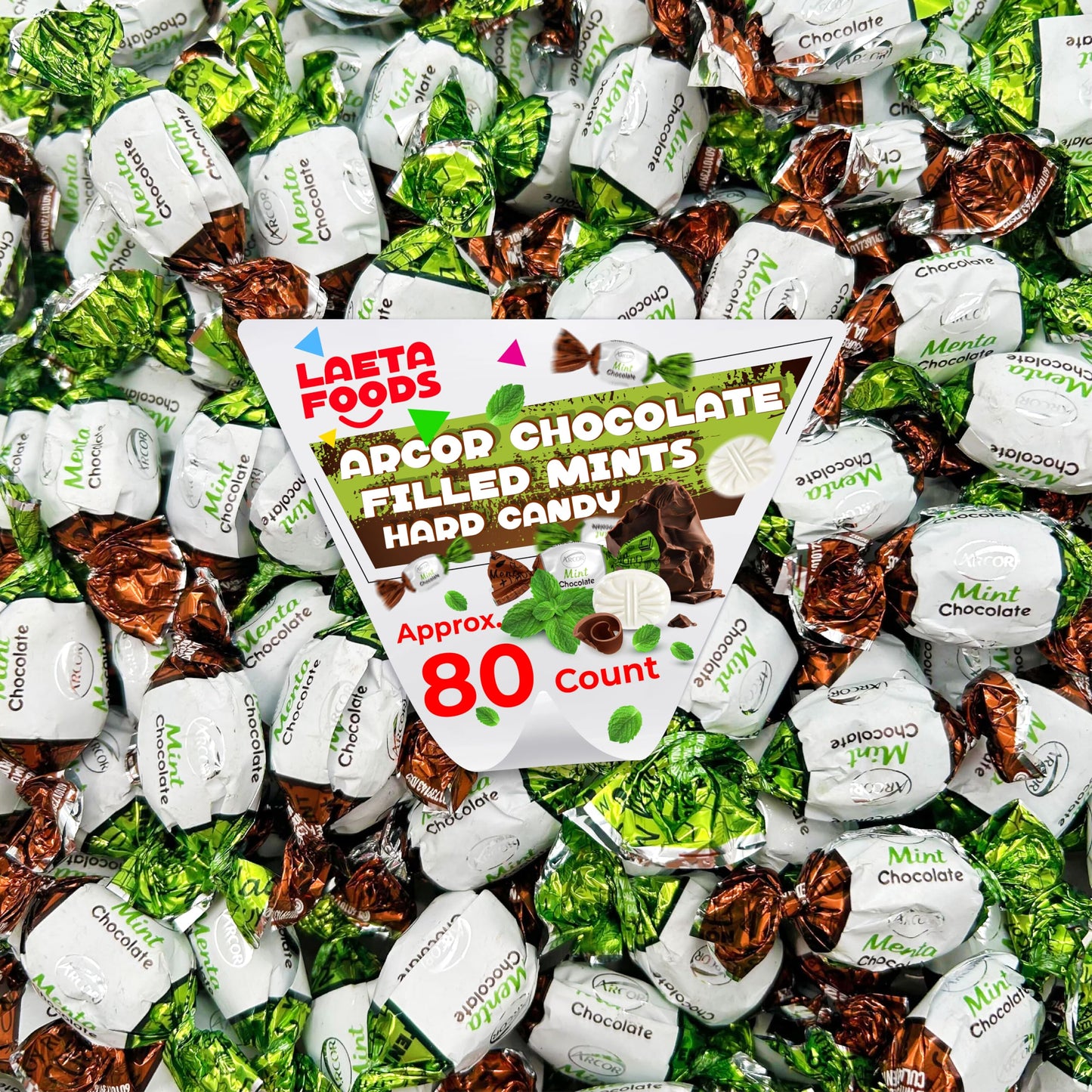 Arcor Chocolate Filled Mints Old Fashioned Hard Candy (1 Pound Bag - Approx. 80 Count)