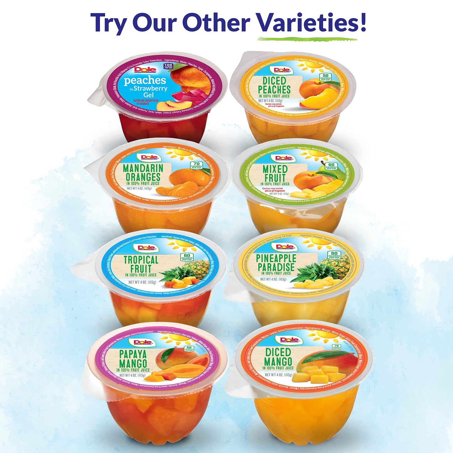 Dole Fruit Bowls Diced Peaches in 100% Juice Snacks, 4oz 36 Total Cups, Gluten & Dairy Free, Bulk Lunch Snacks for Kids & Adults