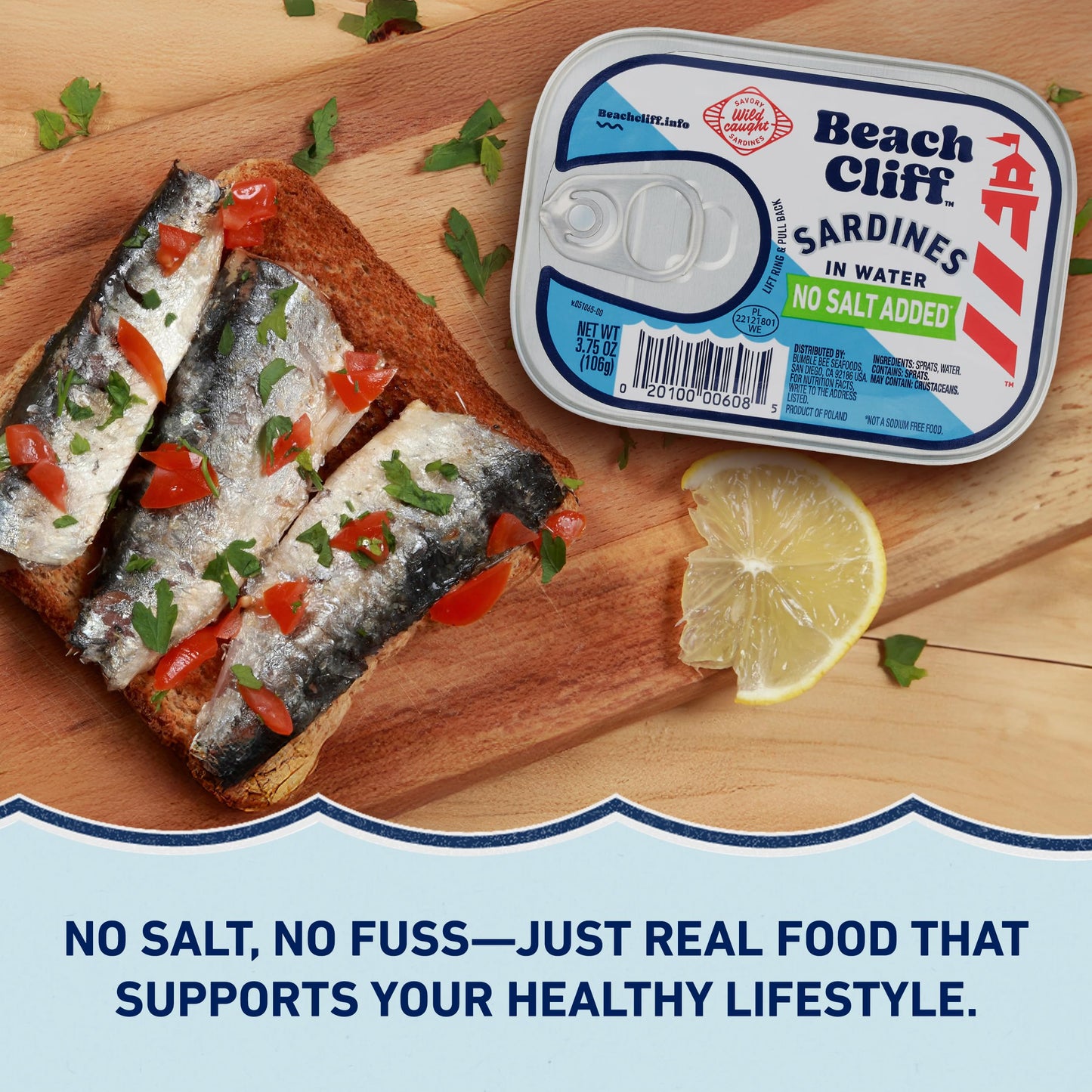 Beach Cliff Canned Sardines in Water, High Protein, Keto Friendly, 3.75 Ounce
