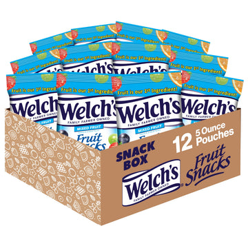 Welch s Fruit Snacks, Mixed Fruit, Perfect for School Lunches, Sharing Size Bags, 5 oz (Pack of 12)