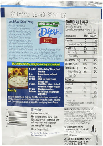 Hidden Valley Dips Mix, Fiesta Ranch, 1.1 Ounce (Pack of 6)