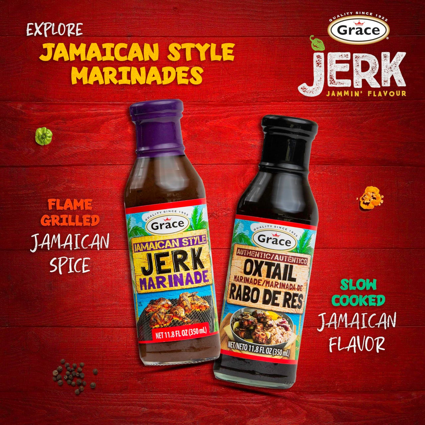 Grace Jamaican Jerk Marinade Sauce 11.8Oz - 2 Pack Jamaican Jerk Seasoning Marinade For Jerk Chicken Marinade Oxtail Seasoning Fish & Vegetables - Jerk Seasoning Jamaican Style - Caribbean Jerk Sauce