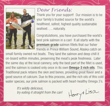 Henry & Lisa's Natural Seafood Traditional Style Wild Alaskan Pink Salmon, 7.5 Ounce (Pack of 12)