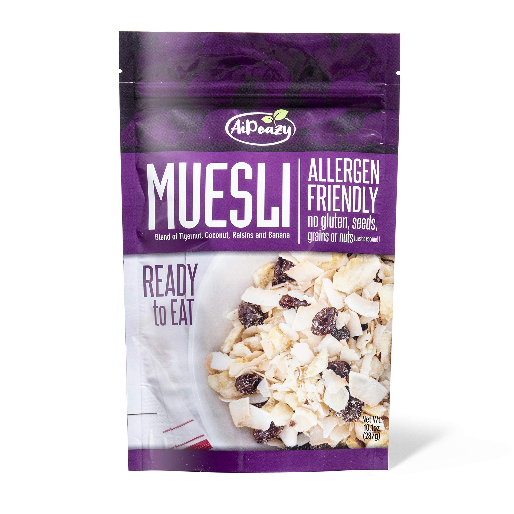 AiPeazy Muesli - Gluten Free, Paleo Mix for Breakfast, Snacks, Cereal & More - with Organic Raisins, Tigernut, Coconut & Banana