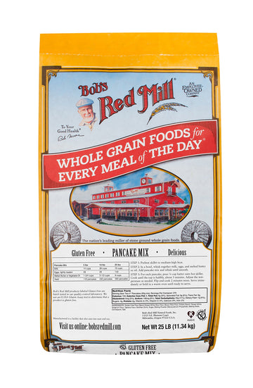 Bobs Red Mill Gluten Free Pancake & Waffle Mix, 25 Pound (Pack of 1) - Whole Grain, Approximately 540 Pancakes per Bag
