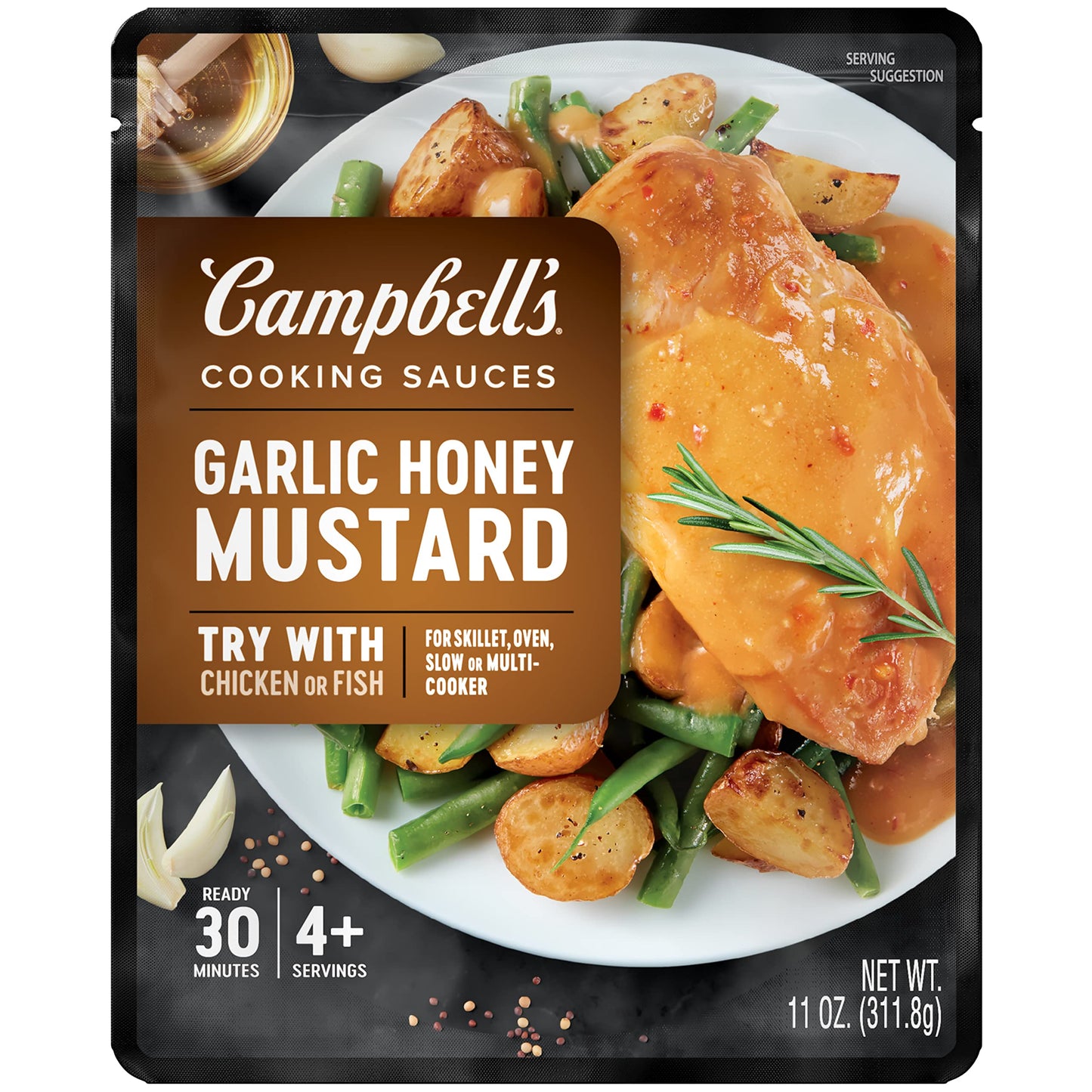 Campbells Cooking Sauces, Garlic Honey Mustard Sauce, 11 Oz Pouch