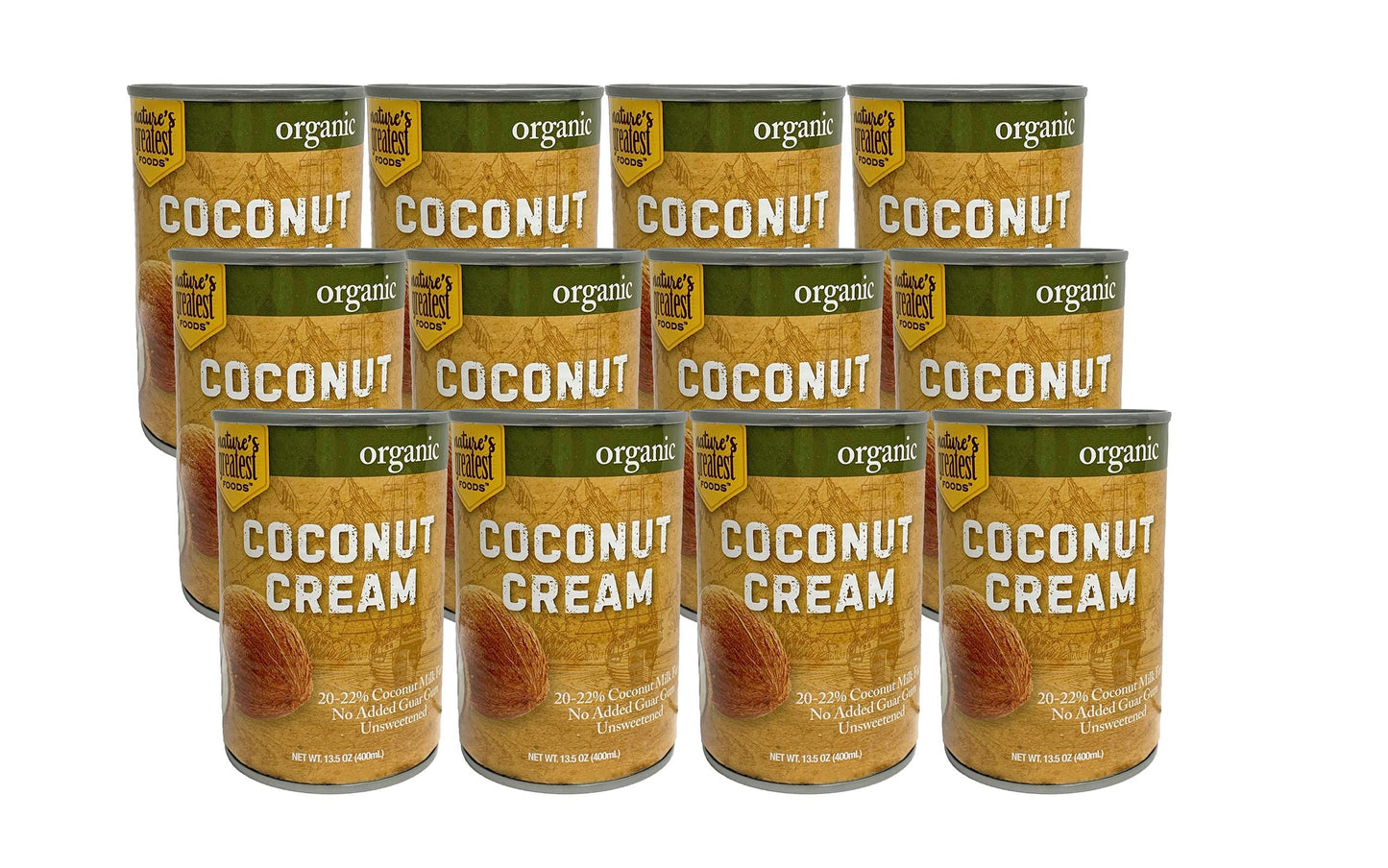 Organic Coconut Cream by Natures Greatest Foods - 13.5 Oz - No Guar Gum, No Preservatives - Gluten Free, Vegan and Kosher - 20-2