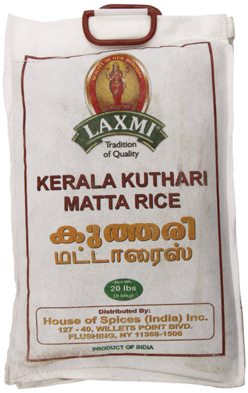 Laxmi All-Natural Kerala Kuthara Matta Rice, 20 Pound
