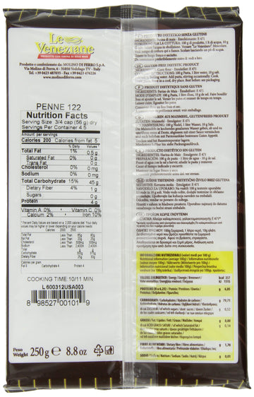 Le Veneziane Penne Rigate, 250-Gram Packages (Pack of 6)