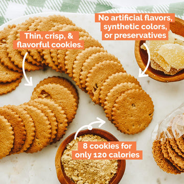 Deweys Bakery Triple Ginger Moravian Style Cookie Thins, Bakery Fresh with Real Simple Ingredients, Low Calorie Snack, No Artifi