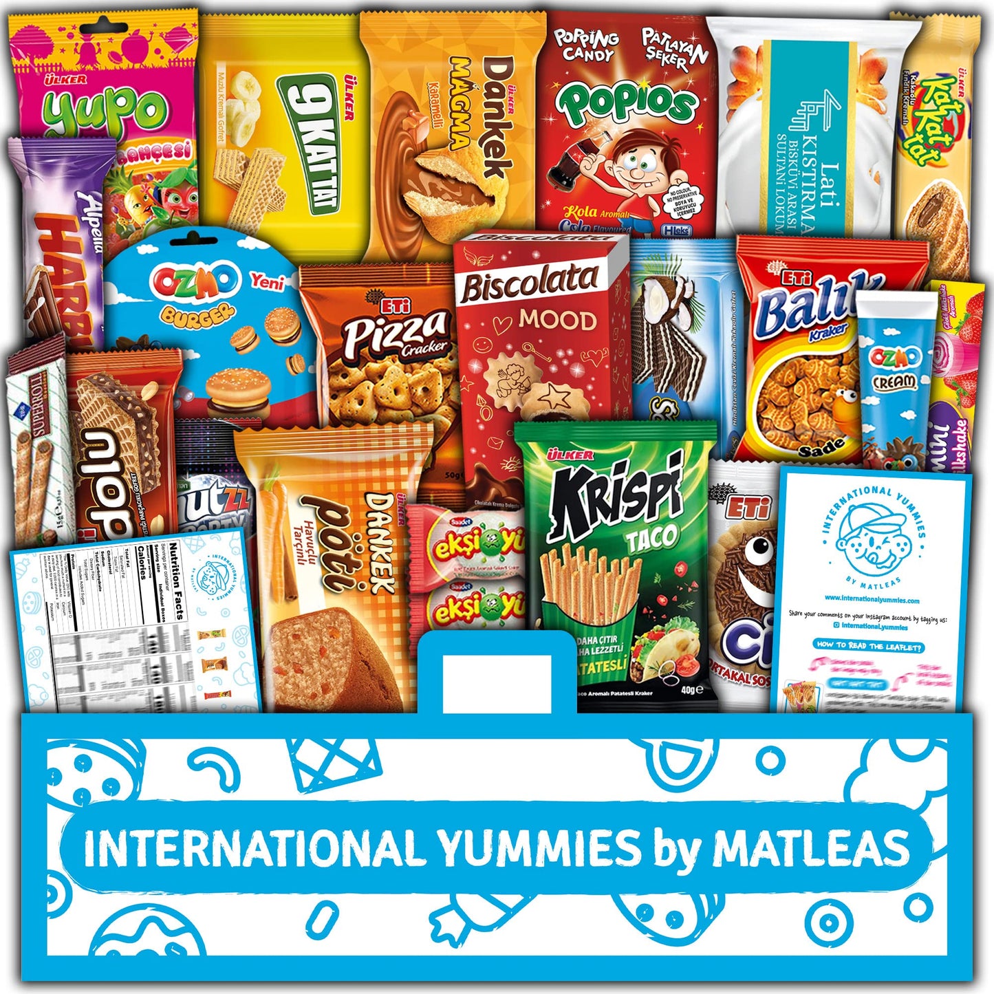 Maxi International Snack Box | Premium Exotic Foreign Snacks | Unique Snack Food Gifts Included | Blue Cosmic Space Theme | Cand