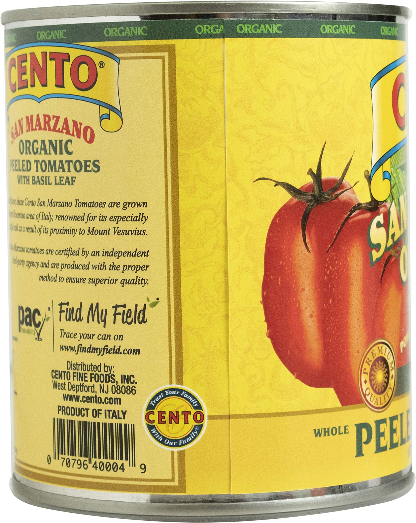 Cento Organic San Marzano Whole Peeled Tomatoes, 28 Oz (Pack of 6) - Canned Plum Tomatoes in Thick Puree with Basil, Grown in Italy