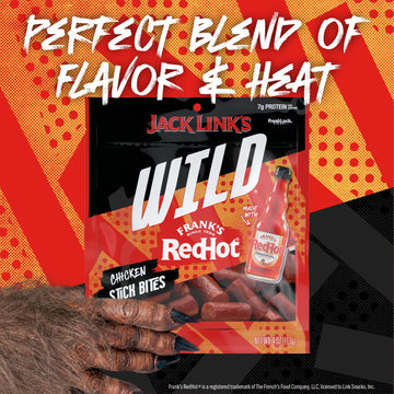 Jack Link'S Wild Chicken Stick Bites Made With Frank'S Redhot Flavor, Mini Meat Sticks, Shareable Under 100 Calories Snack Packs