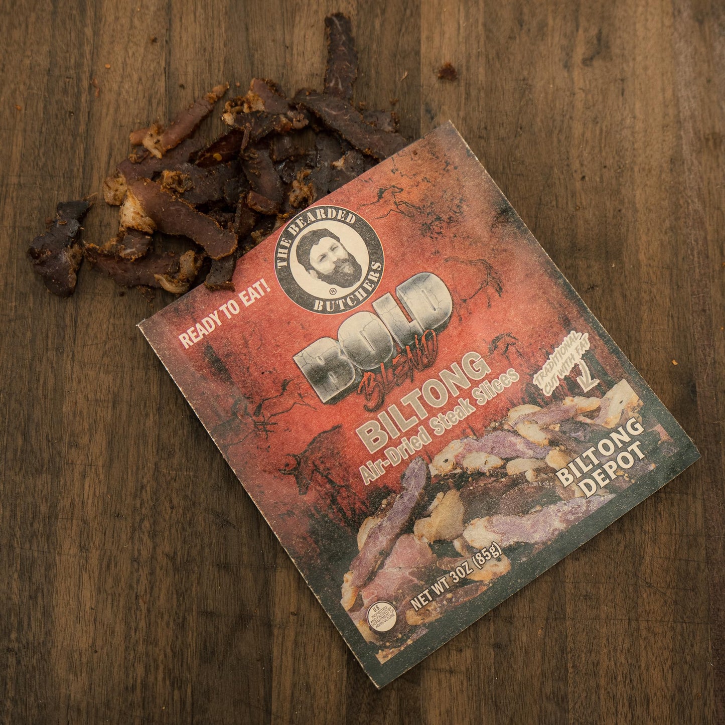 BEARDED BUTCHER BILTONG Air-Dried Beef Snack, High Protein, Zero Sugar, Gluten-Free, 3 oz (Pack of 3)