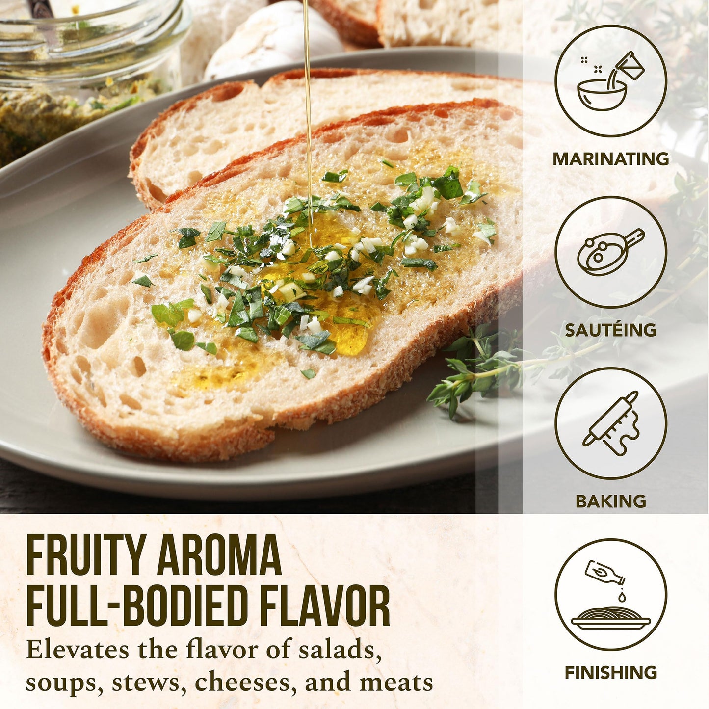 ROI Extra Virgin Olive Oil - First Cold Pressed, Polyphenol Rich, 34 fl oz - Italian Olive Oil Green