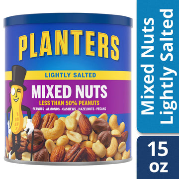 PLANTERS Mixed Nuts, Lightly Salted, 15 Ounce Canister, Pack of 3