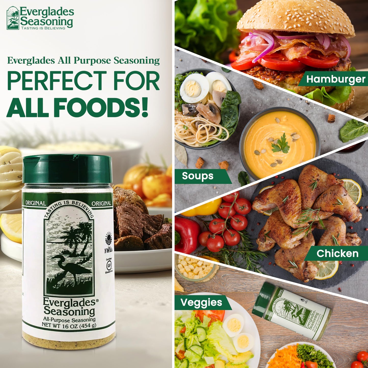 Everglades All Purpose Seasoning 16oz 2 Pack - Bold Southern Flavor Blend for Meats, Vegetables, Soups & More - Perfect for Cooking & Table Use