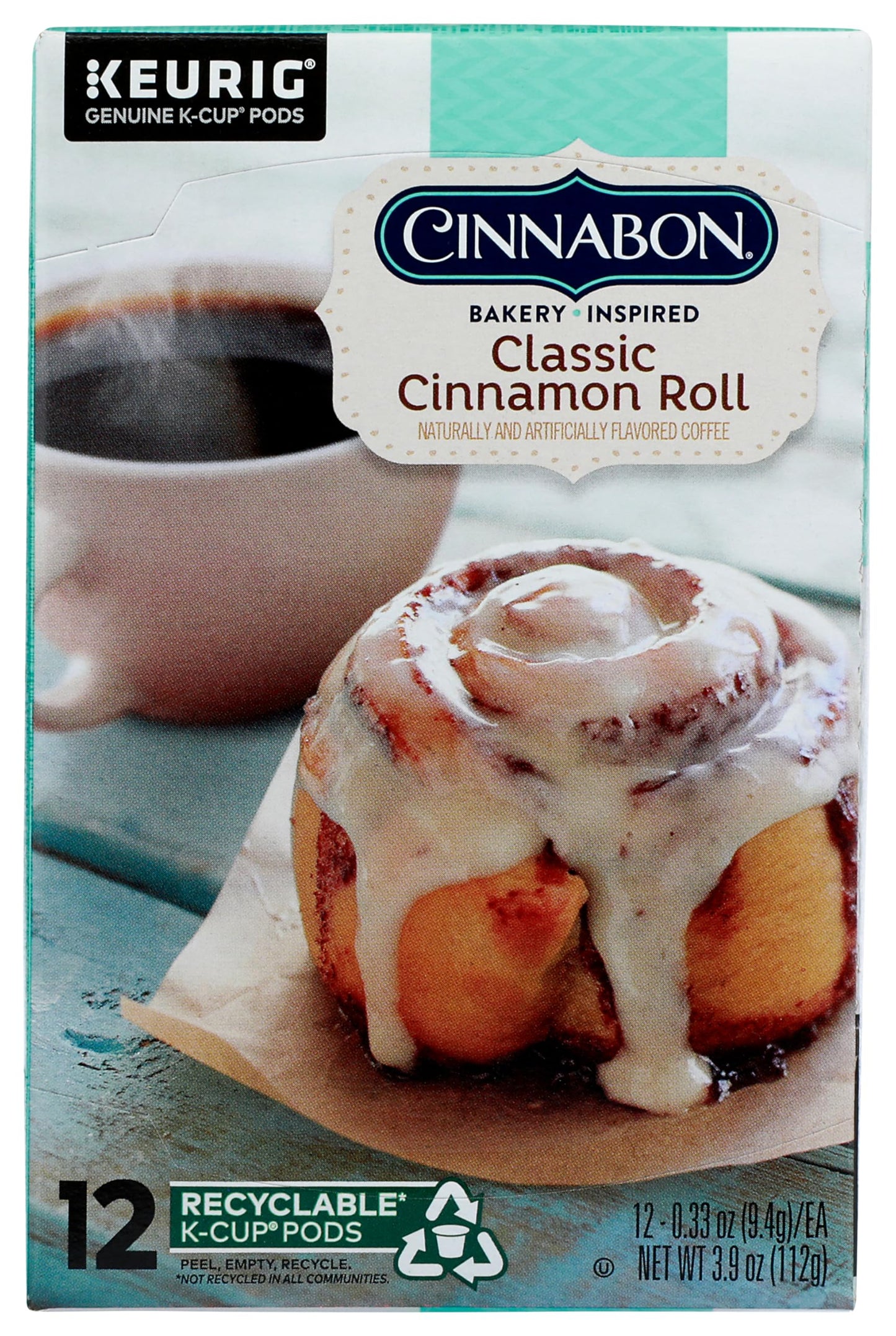 Cinnabon Classic Cinnamon Roll Keurig Single-Serve K-Cup Pods, Light Roast Coffee, 12 Count (Pack Of 1)