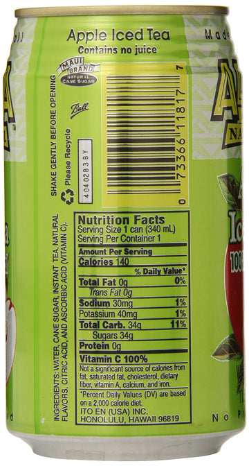 Aloha Maid Natural Iced Tea, Apple, 11.5 Ounce (Pack Of 24)